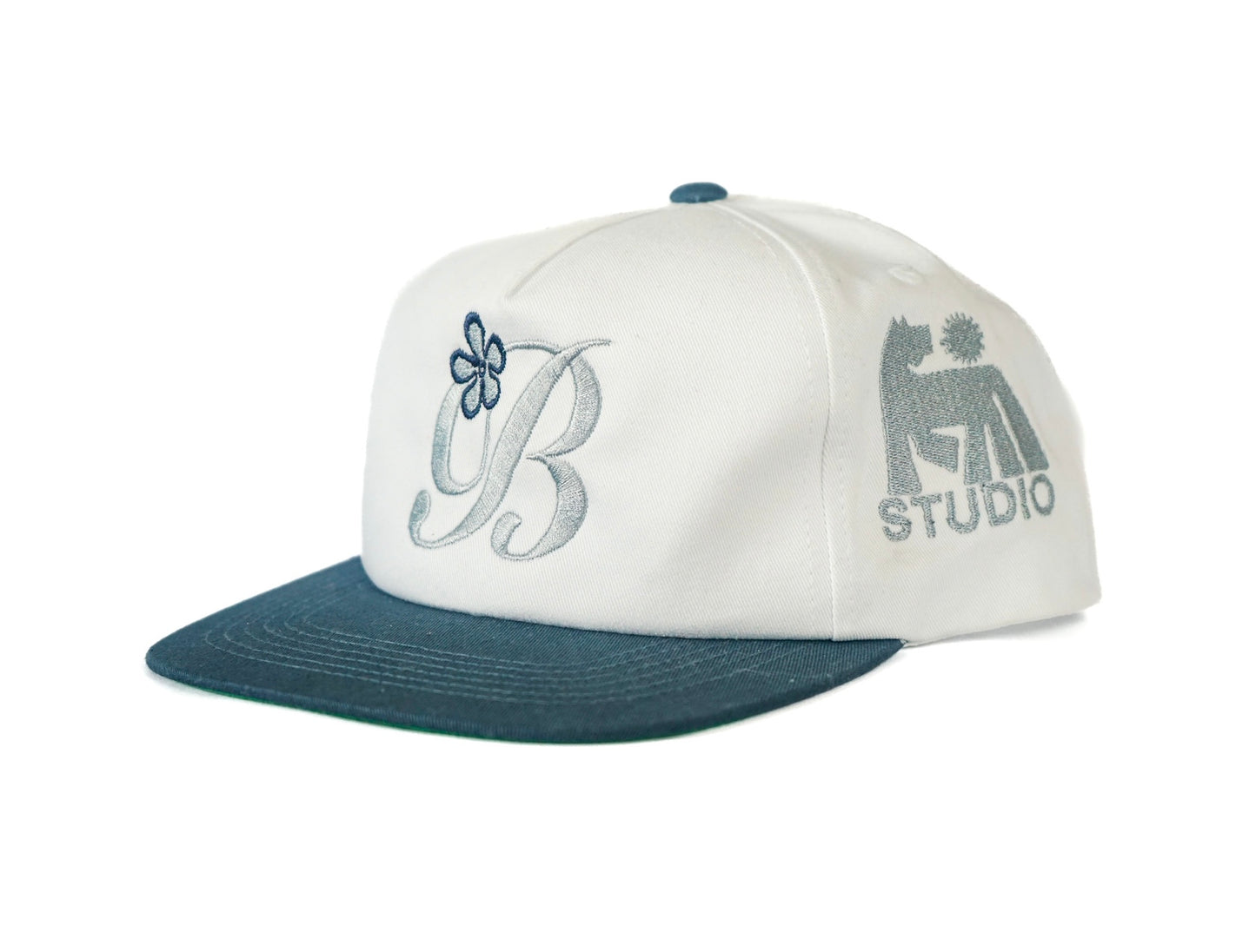 Flower script “B” by Bside Studio (March 2025)Silver/ Faded Navy