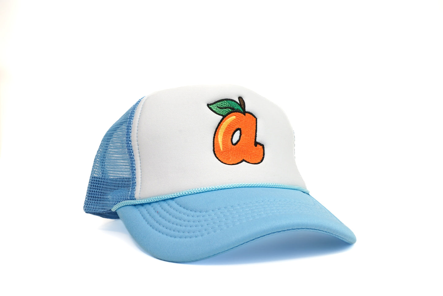 A Peach Trucker Hat Sky Blue (Mid Profile)