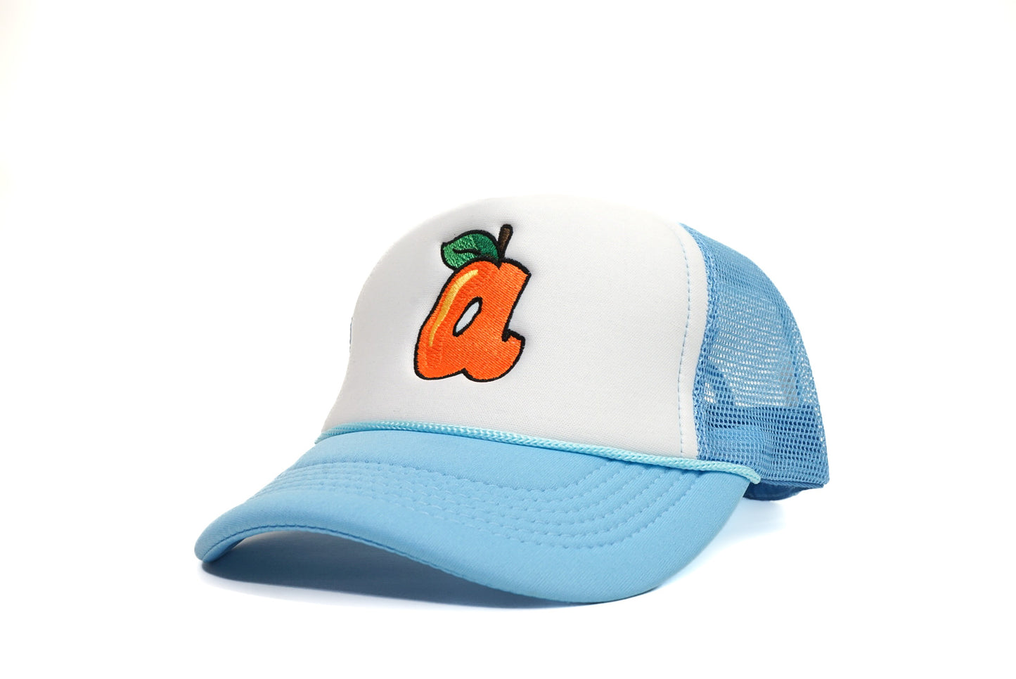 A Peach Trucker Hat Sky Blue (Mid Profile)