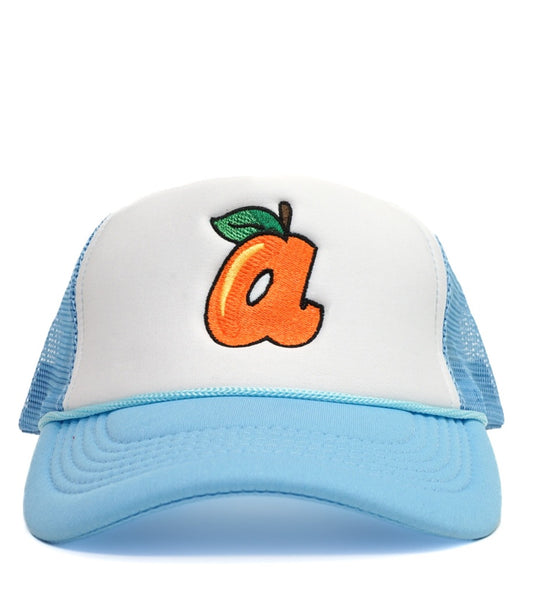 A Peach Trucker Hat Sky Blue (Mid Profile)